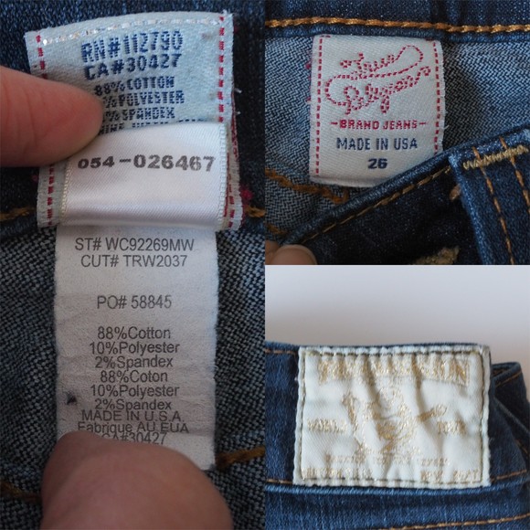 True Religion Billy Gold Foil Flap Pocket Straight Jeans 26X32 - Picture 12 of 12